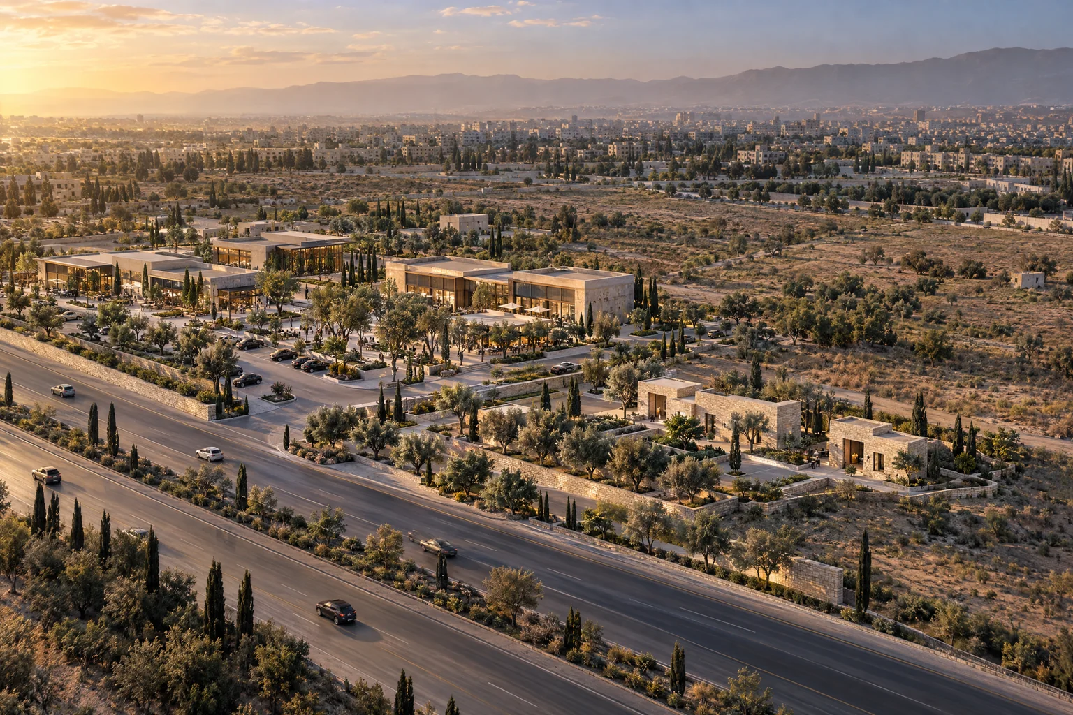 Imagined architectural vision — Harasta Investment Land — Development Potential