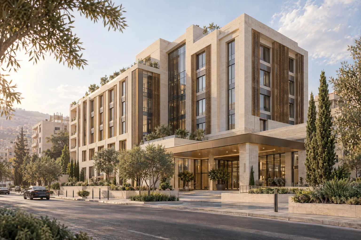 Imagined architectural vision — Qanawat Basateen Medical Facility — In Development